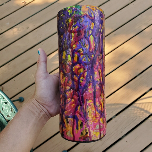 FUNKY Color Drip Pink Purple Yellow Round Vase! - Picture 4 of 8